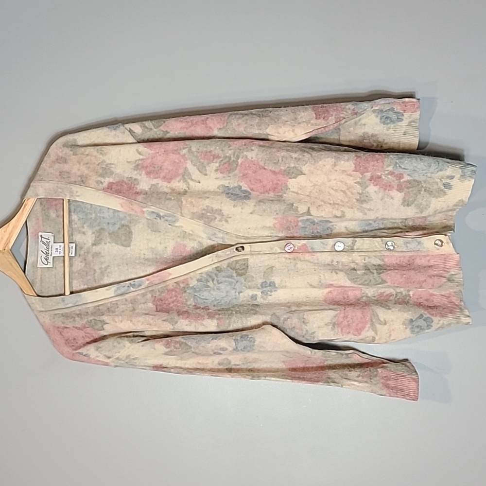 GABRIELLA T Cardigan Sweater 3X Vintage Moody Floral Wool Angora Lagenlook